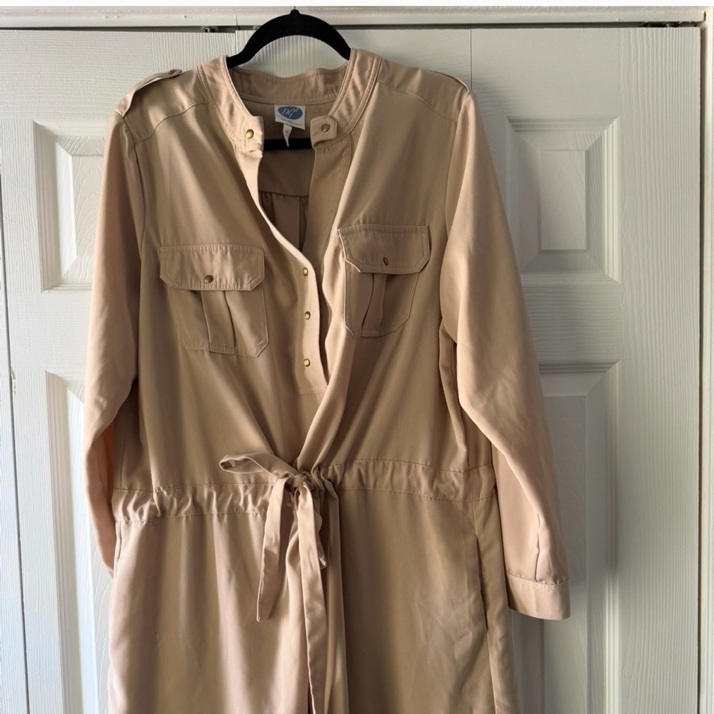 Diane Gilman Soft Beige Long Tie-Waist Dress